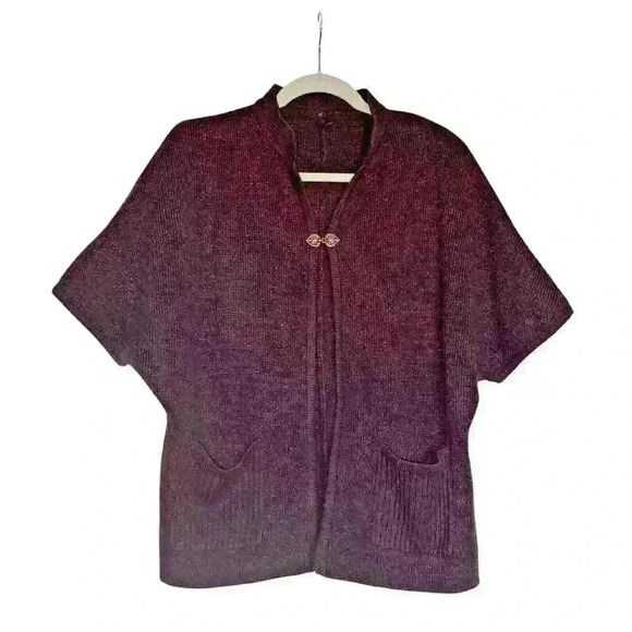 Coldwater Creek‎ Sz M Cardigan Sparkle Heart Button Cozy Holiday Party Fall - Picture 1 of 15